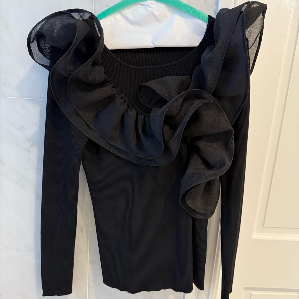 NWOT-Boston Proper Black Ribbed Knit Top-formal
